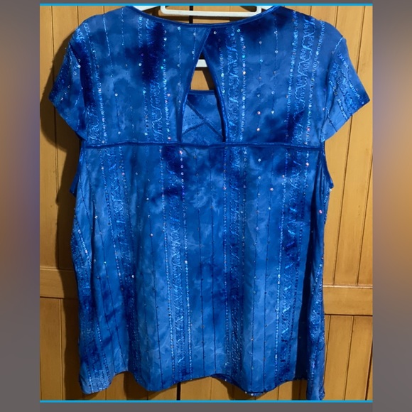 WOMENS TOP BLUE / SEQUINS 
By 3 ESTABLISHED 1962 
SIZE XL 

COLR 
BLUE - Picture 4 of 12